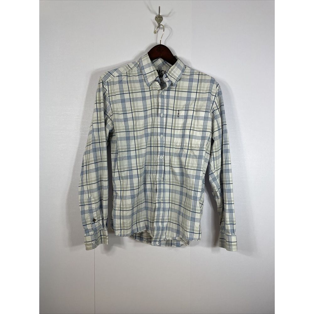 Cinch Blue White‎ Modern Fit Plaid Western Long Sleeve Men's Medium Shirt